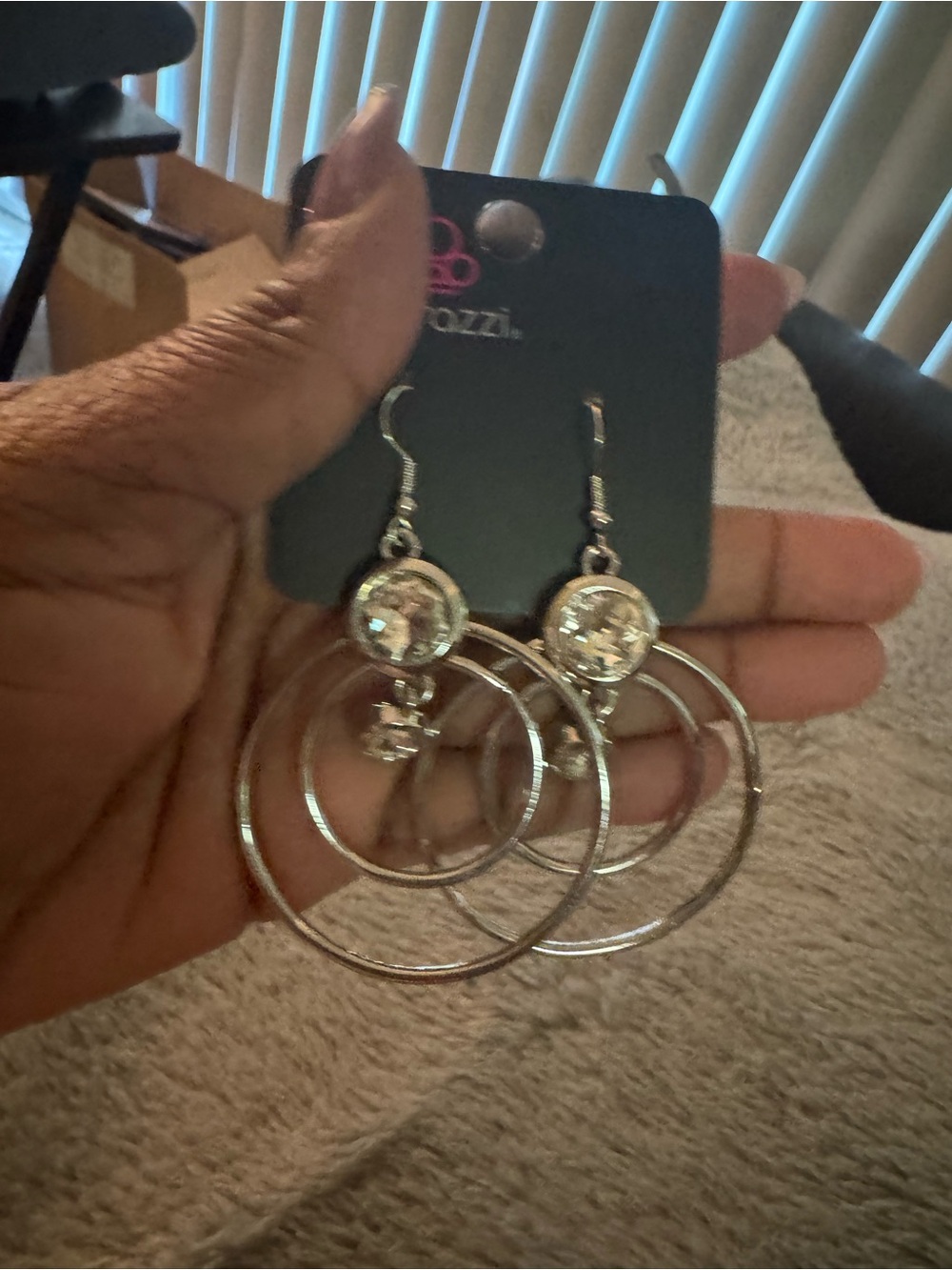 Boho Silver Multi-Hoop Drop Earrings -